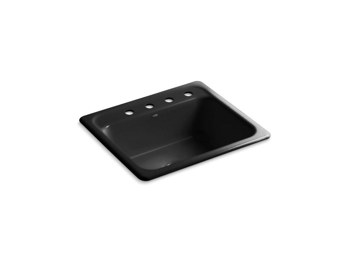 KOHLER K-5964-4-7 Mayfield 25" Top-Mount Single-Bowl Kitchen Sink In Black Black