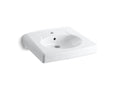 KOHLER K-1997-1-0 Brenham Wall-Mount Or Concealed Carrier Arm Mount Commercial Bathroom Sink With Single Faucet Hole - White