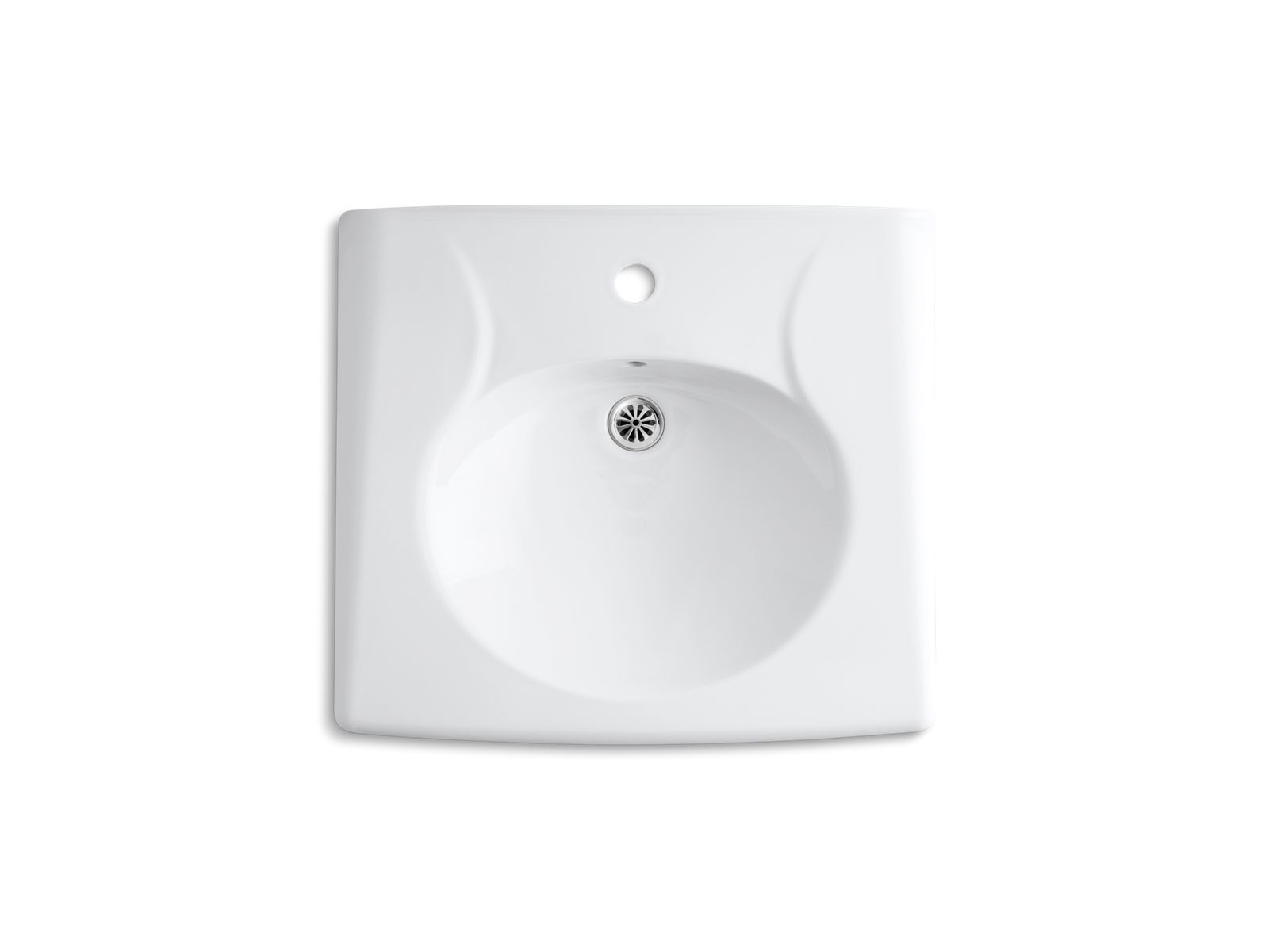 KOHLER K-1997-1-0 Brenham Wall-Mount Or Concealed Carrier Arm Mount Commercial Bathroom Sink With Single Faucet Hole - White