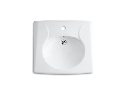 KOHLER K-1997-1-7 Brenham Wall-mount or concealed carrier arm mount commercial bathroom sink with single faucet hole - Black Black