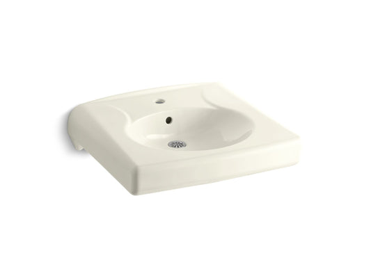 KOHLER K-1997-1-96 Brenham Wall-Mount Or Concealed Carrier Arm Mount Commercial Bathroom Sink With Single Faucet Hole In Biscuit