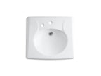 KOHLER K-1997-1L-0 Brenham Wall-Mount Or Concealed Carrier Arm Mount Commercial Bathroom Sink With Single Faucet Hole And Left-Hand Soap Dispenser Hole - White