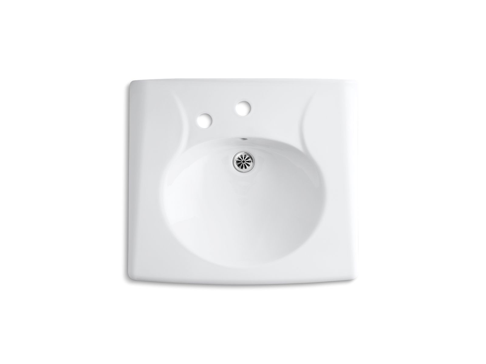 KOHLER K-1997-1L-0 Brenham Wall-Mount Or Concealed Carrier Arm Mount Commercial Bathroom Sink With Single Faucet Hole And Left-Hand Soap Dispenser Hole - White