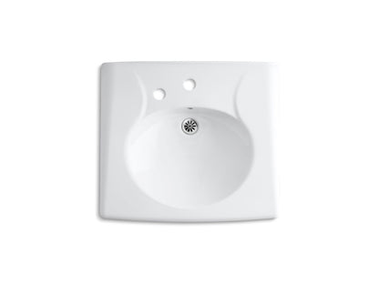 KOHLER K-1997-1L-0 Brenham Wall-mount or concealed carrier arm mount commercial bathroom sink with single faucet hole and left-hand soap dispenser hole - White