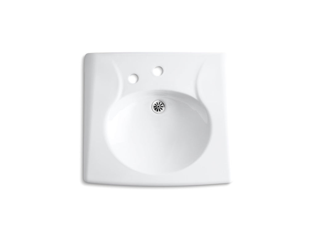 KOHLER K-1997-1NL-0 Brenham Wall-Mount Or Concealed Carrier Arm Mount Commercial Bathroom Sink With Single Faucet Hole, No Overflow And Left-Hand Soap Dispenser Hole - White