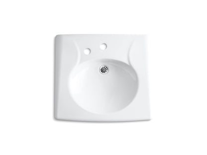 KOHLER K-1997-1NL-0 Brenham Wall-mount or concealed carrier arm mount commercial bathroom sink with single faucet hole, no overflow and left-hand soap dispenser hole - White