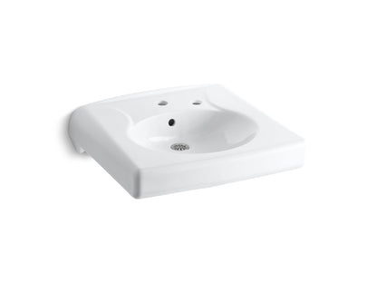 KOHLER K-1997-1R-0 Brenham Wall-mount or concealed carrier arm mount commercial bathroom sink with single faucet hole and right-hand soap dispenser hole - White