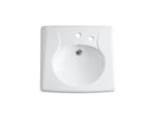 KOHLER K-1997-1R-0 Brenham Wall-Mount Or Concealed Carrier Arm Mount Commercial Bathroom Sink With Single Faucet Hole And Right-Hand Soap Dispenser Hole - White