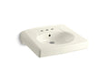 KOHLER K-1997-4-96 Brenham Wall-Mount Or Concealed Carrier Arm Mount Commercial Bathroom Sink With 4" Centerset Faucet Holes - Biscuit