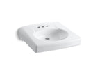 KOHLER K-1997-4N-0 Brenham Wall-Mount Or Concealed Carrier Arm Mount Commercial Bathroom Sink With 4" Centerset Faucet Holes And No Overflow - White