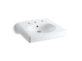 KOHLER K-1997-8-0 Brenham Wall-Mount Or Concealed Carrier Arm Mount Commercial Bathroom Sink With Widespread Faucet Holes - White