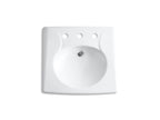 KOHLER K-1997-8N-0 Brenham Wall-Mount Or Concealed Carrier Arm Mount Commercial Bathroom Sink With Widespread Faucet Holes And No Overflow - White