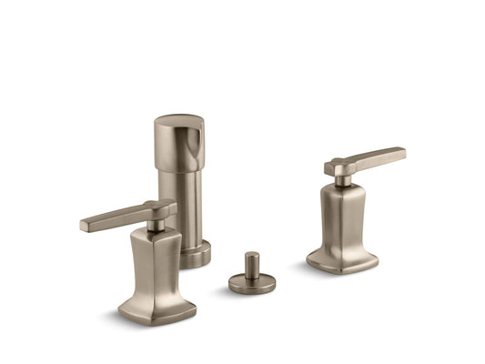 KOHLER K-16238-4-BV Margaux Vertical Spray Bidet Faucet With Lever Handles In Vibrant Brushed Bronze