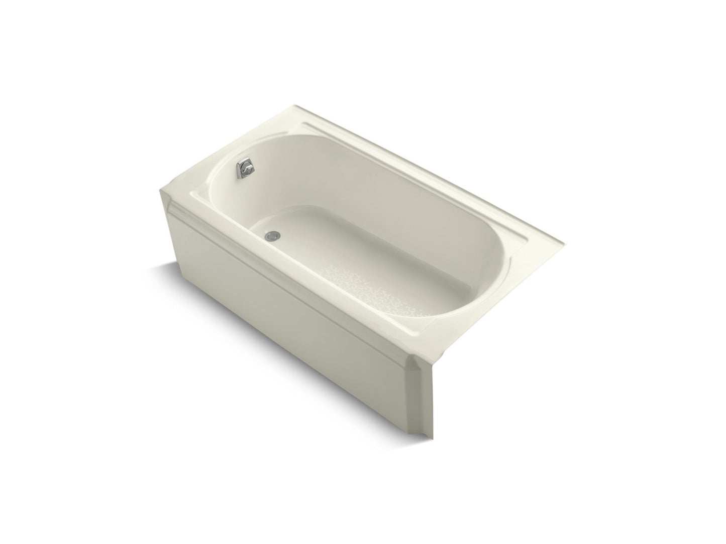 KOHLER K-721-96 Memoirs 60" X 33-3/4" Alcove Bath, Left Drain In Biscuit