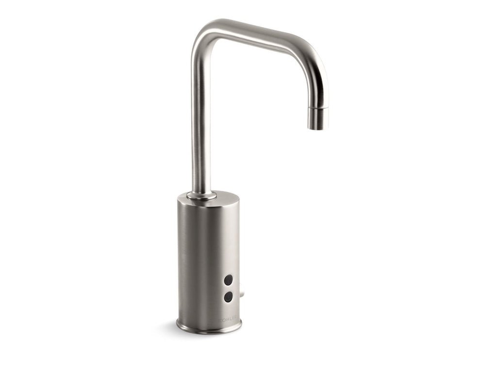 KOHLER K-7519-VS Gooseneck Touchless Single-Hole Lavatory Faucet With Insight Sensor Technology And Temperature Mixer - Vibrant Stainless