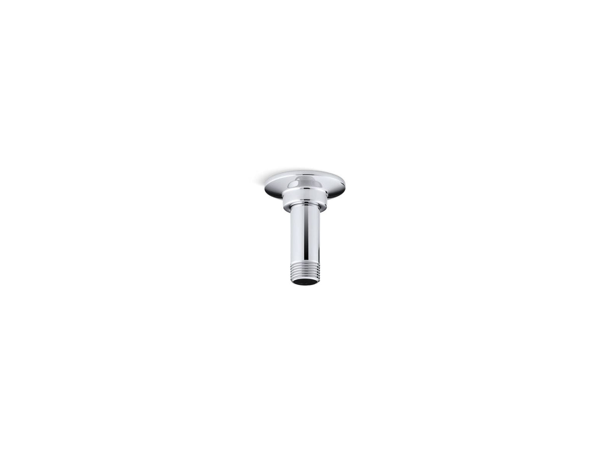 KOHLER K-7396-CP 3" Ceiling-Mount Single-Function Rainhead Arm And Flange - Polished Chrome