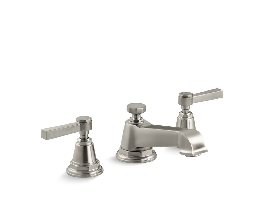KOHLER K-13132-4A-BN Pinstripe Widespread Bathroom Sink Faucet With Lever Handles, 1.2 Gpm - Vibrant Brushed Nickel