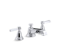 KOHLER K-13132-4A-CP Pinstripe Widespread Bathroom Sink Faucet With Lever Handles, 1.2 Gpm - Polished Chrome