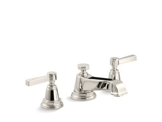 KOHLER K-13132-4A-SN Pinstripe Widespread bathroom sink faucet with Lever handles, 1.2 gpm - Vibrant Polished Nickel