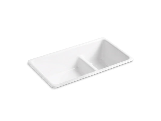 KOHLER K-6625-0 Iron/Tones Smart Divide 33" Top-/Undermount Double-Bowl Kitchen Sink In White