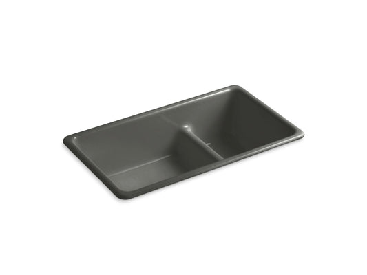 KOHLER K-6625-58 Iron/Tones Smart Divide 33" Top-/Undermount Double-Bowl Kitchen Sink In Thunder Grey