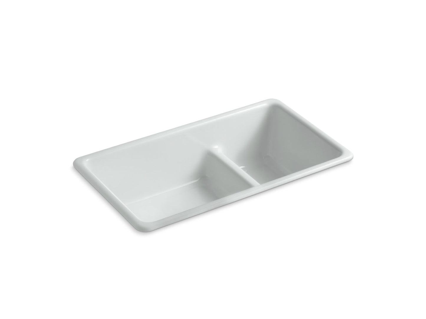 KOHLER K-6625-95 Iron/Tones Smart Divide 33" Top-/Undermount Double-Bowl Kitchen Sink In Ice Grey