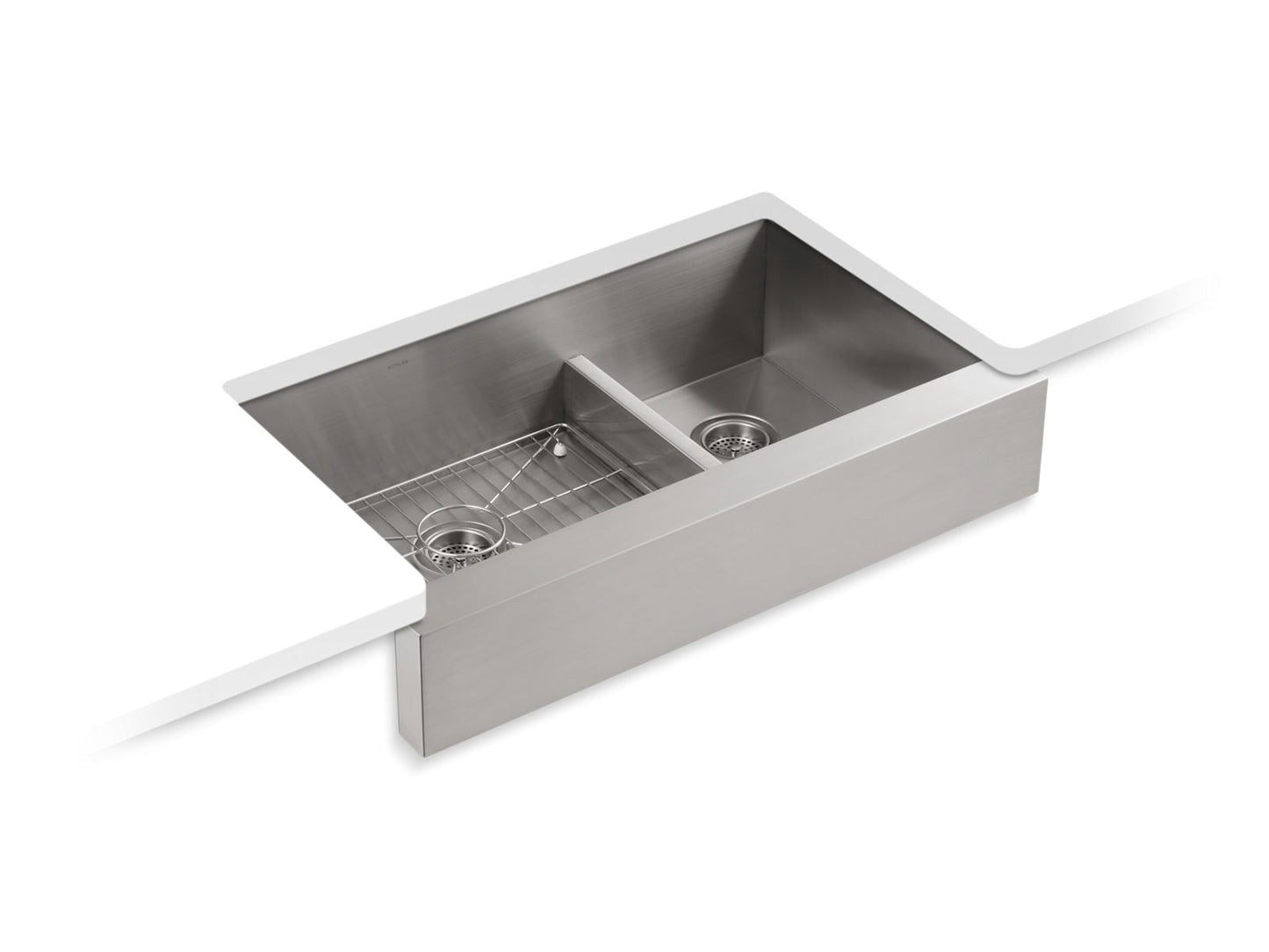 KOHLER K-3945-NA Vault Smart Divide 35-1/2" Undermount Double-Bowl Farmhouse Kitchen Sink