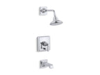 KOHLER K-T13133-4A-SN Pinstripe Pure Rite-Temp Bath And Shower Trim Kit With Push-Button Diverter And Lever Handle, 2.5 Gpm - Vibrant Polished Nickel