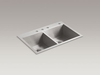 KOHLER K-3820-4-NA Vault 33" top-/undermount double-bowl kitchen sink - Stainless Steel