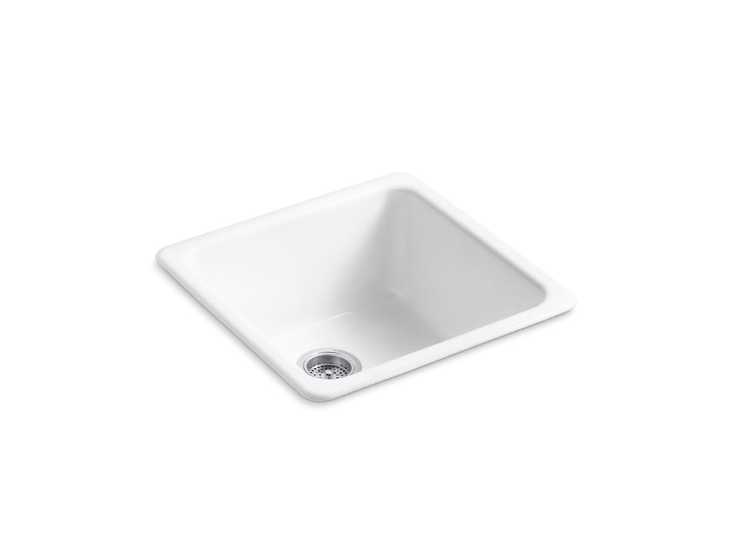 KOHLER K-6587-0 Iron/Tones 21" Top-/Undermount Single-Bowl Bar Sink - White