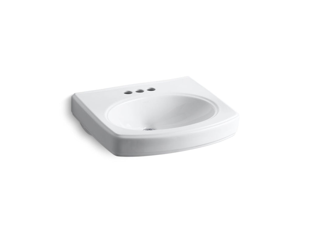 KOHLER K-2028-4-0 Pinoir 22" Oval Wall-Mount Bathroom Sink - White