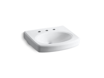 KOHLER K-2028-8-0 Pinoir 22" oval wall-mount bathroom sink - White