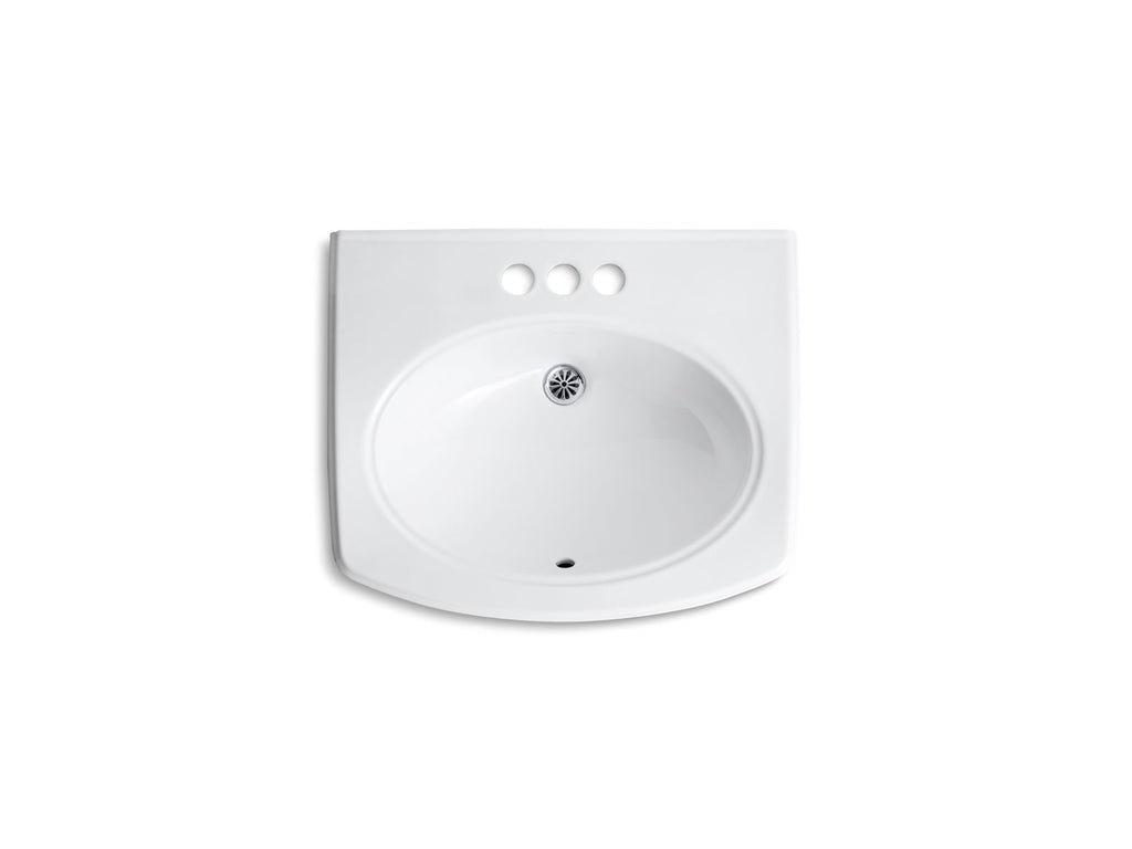 KOHLER K-2035-4-47 Pinoir 22" Oval Wall-Mount Bathroom Sink With Glazed Underside - Almond