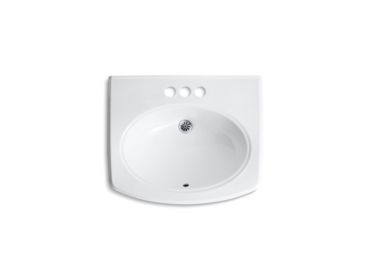 KOHLER K-2035-4-47 Pinoir 22" Oval Wall-Mount Bathroom Sink With Glazed Underside - Almond