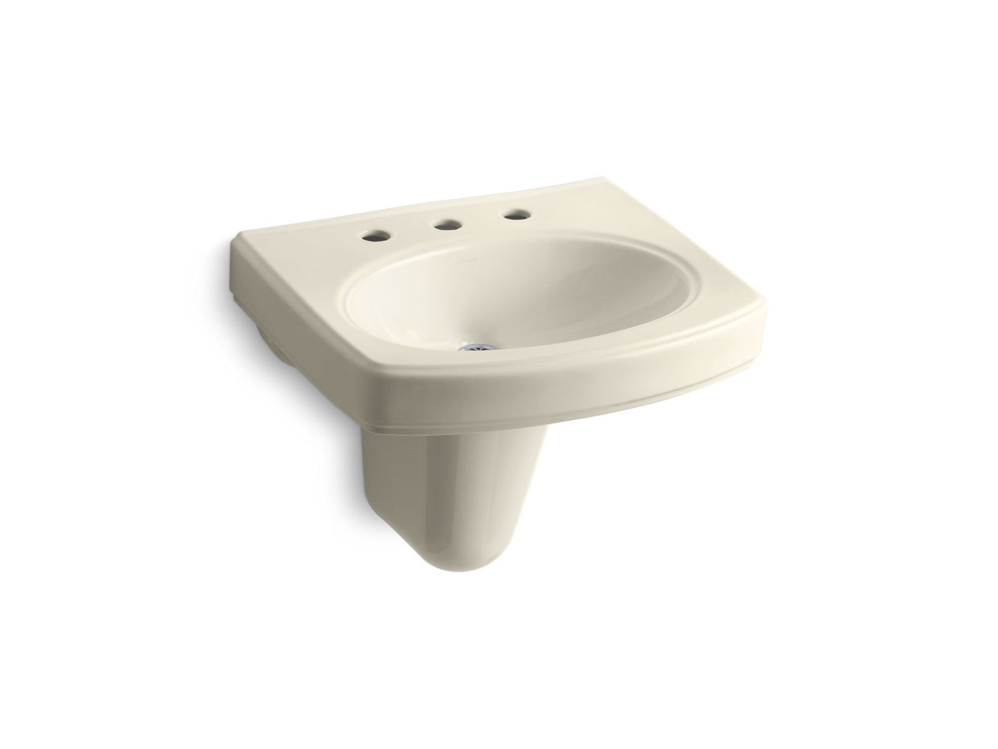 KOHLER K-2035-8-47 Pinoir 22" Oval Wall-Mount Bathroom Sink In Almond