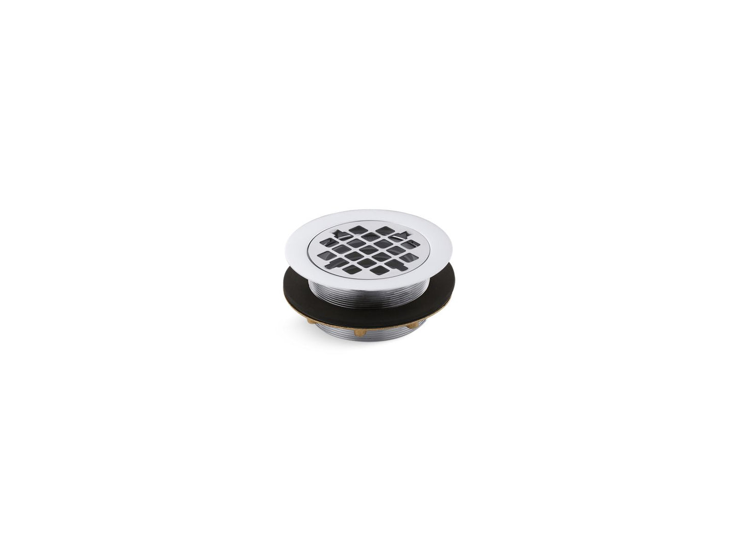 KOHLER K-9132-CP Round shower drain for use with plastic pipe, gasket included - Polished Chrome