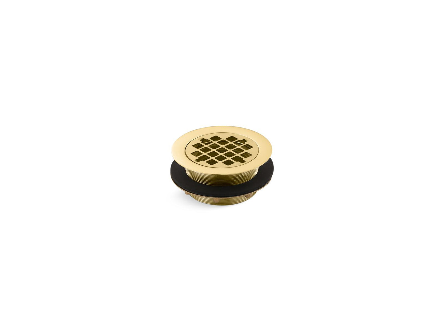 KOHLER K-9132-PB Round Shower Drain For Use With Plastic Pipe, Gasket Included In Vibrant Polished Brass