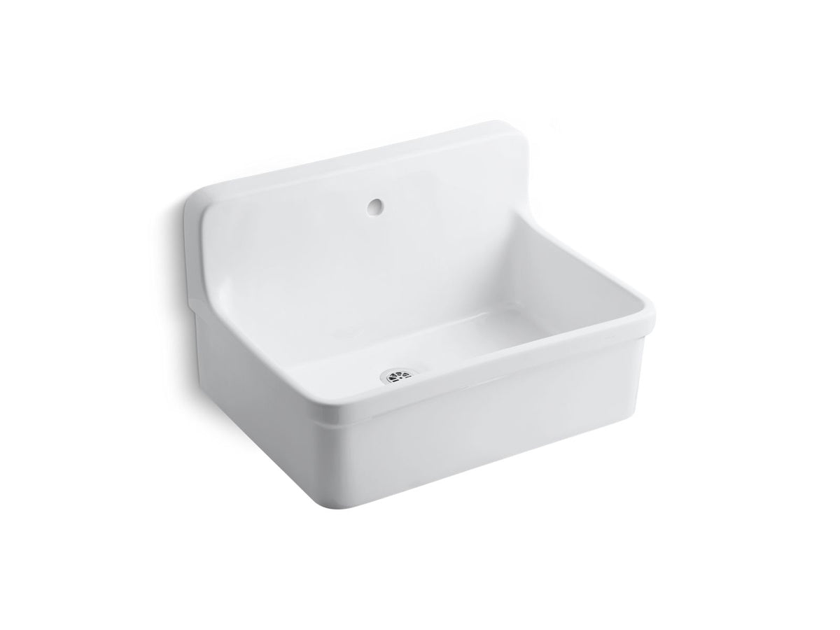 KOHLER K-12781-0 Gilford 30" X 22" Bracket-Mount Scrub-Up/Plaster Sink With Single Faucet Hole - White