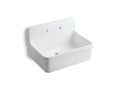 KOHLER K-12787-0 Gilford 30" X 22" Bracket-Mount Scrub-Up/Plaster Sink With 8" Widespread Faucet Holes - White
