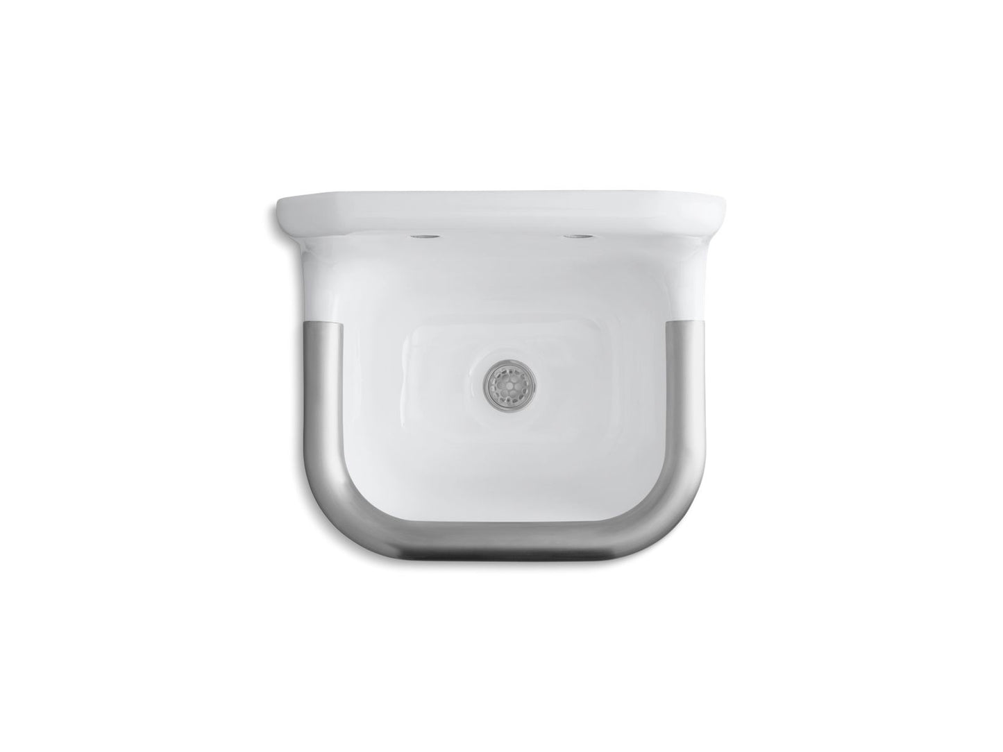 KOHLER K-6716-0 Bannon 24" x 20-1/4" wall-mount or P-trap mount service sink with rim guard and back drilled on 8" centers - White