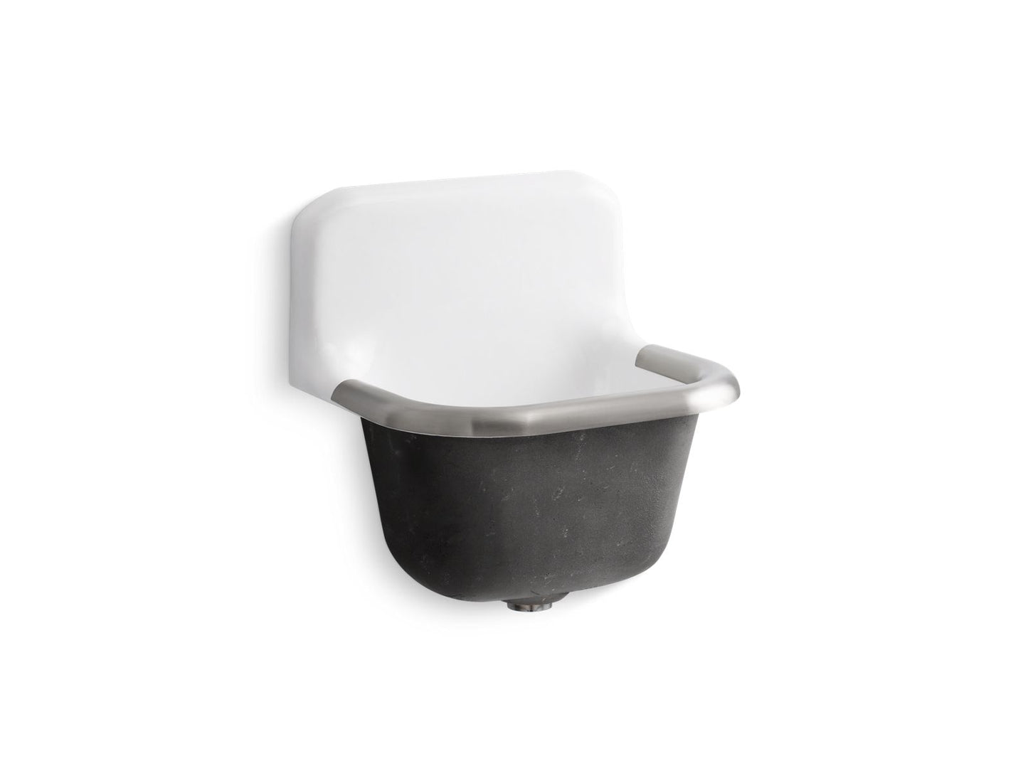 KOHLER K-6718-0 Bannon 22-1/4" X 18-1/4" Wall-Mount Or P-Trap Mount Service Sink With Rim Guard And Blank Back In White