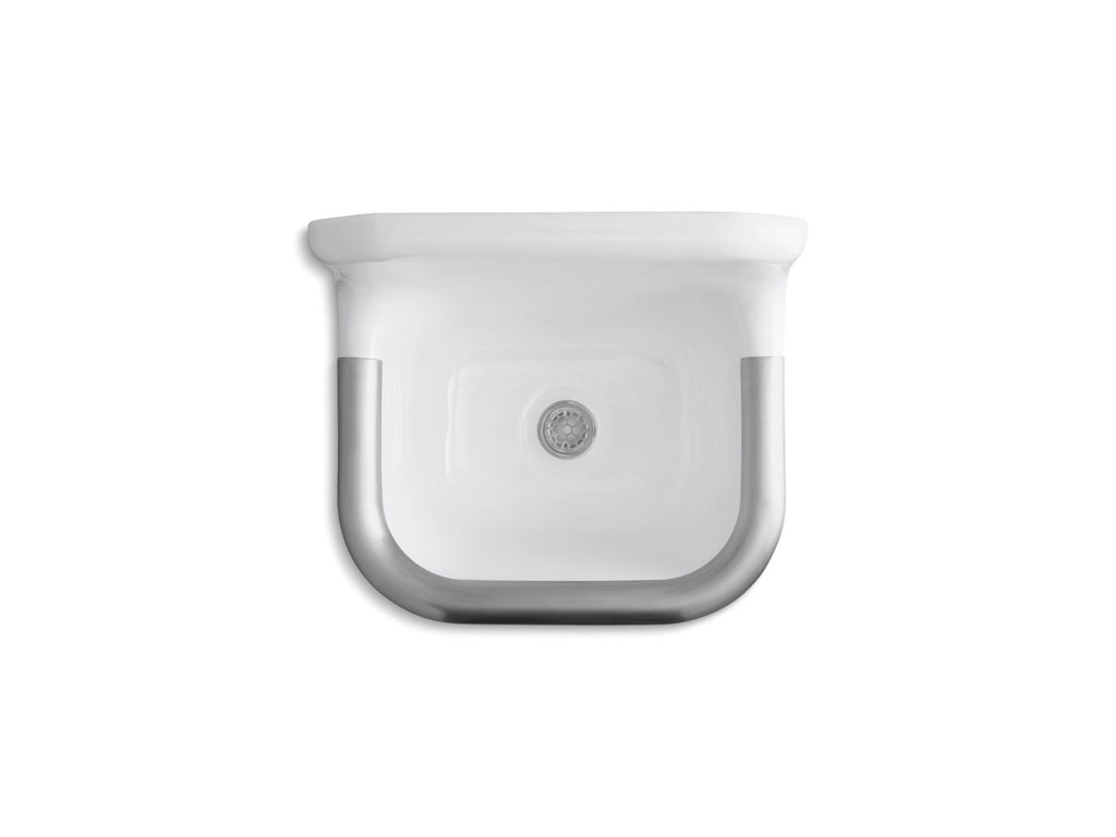 KOHLER K-6719-0 Bannon 24" X 20-1/4" Wall-Mount Or P-Trap Mount Service Sink With Rim Guard And Blank Back - White