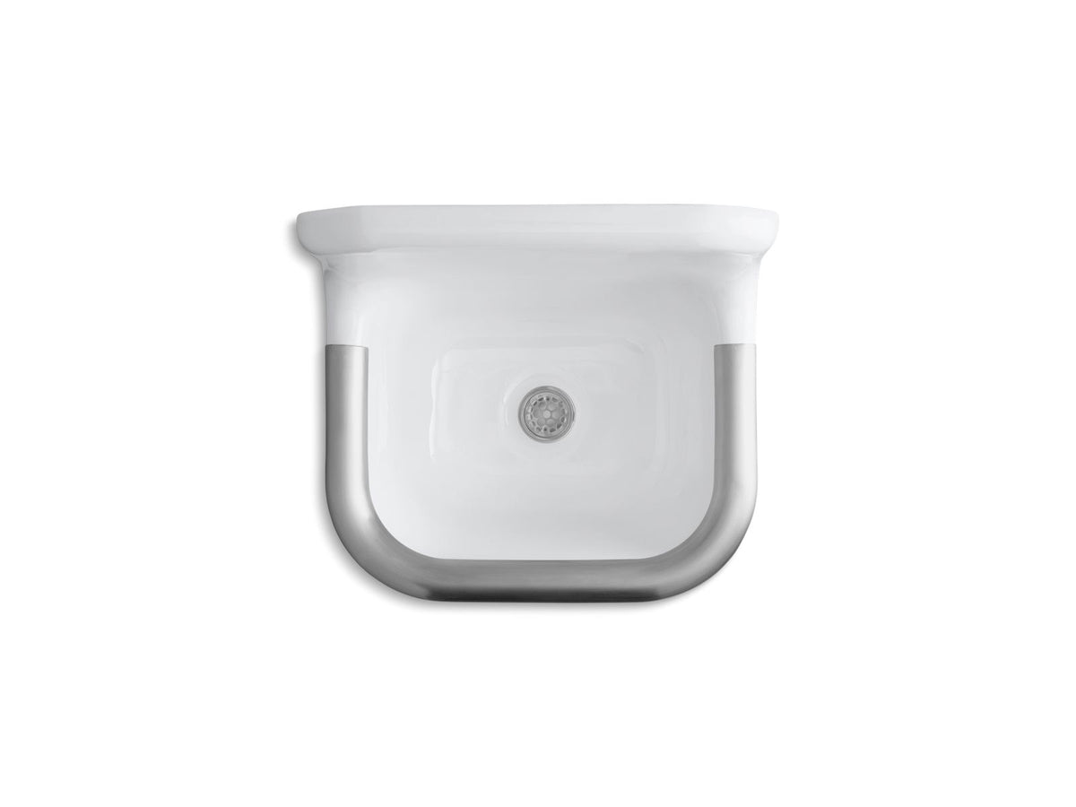 KOHLER K-6719-0 Bannon 24" X 20-1/4" Wall-Mount Or P-Trap Mount Service Sink With Rim Guard And Blank Back - White