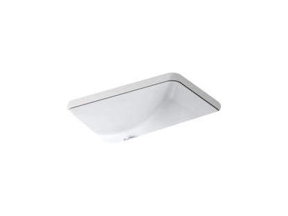 KOHLER K-2214-G-0 Ladena 21" rectangular undermount bathroom sink with glazed underside, no overflow - White