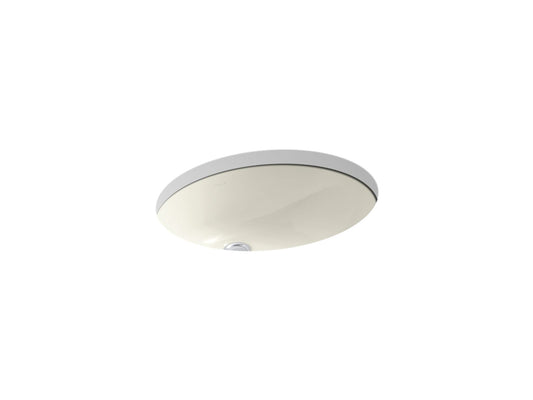 KOHLER K-2210-G-96 Caxton 19-1/4" Oval Undermount Bathroom Sink With Glazed Underside, No Overflow In Biscuit