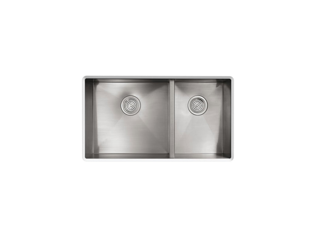 KOHLER K-3823-4-NA Vault 33" Top-/Undermount Double-Bowl Kitchen Sink - Stainless Steel