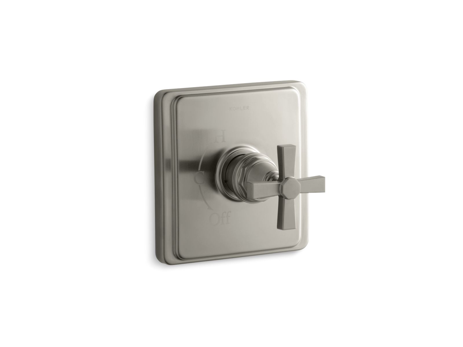 KOHLER K-TS13135-3A-BN Pinstripe Pure Rite-Temp Valve Trim With Cross Handle - Vibrant Brushed Nickel