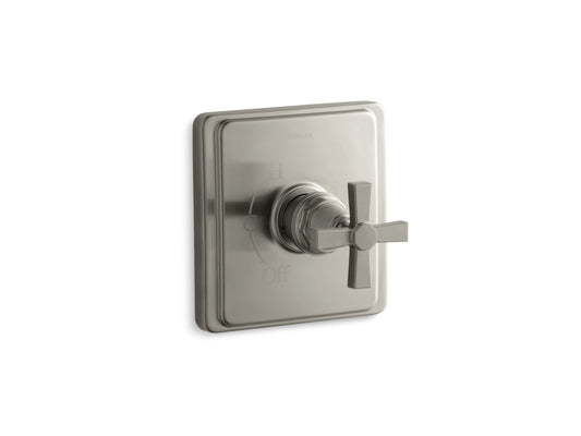 KOHLER K-TS13135-3A-BN Pinstripe Pure Rite-Temp valve trim with cross handle - Vibrant Brushed Nickel