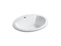 KOHLER K-2699-1-0 Bryant 20-1/4" Oval Drop-In Bathroom Sink - White