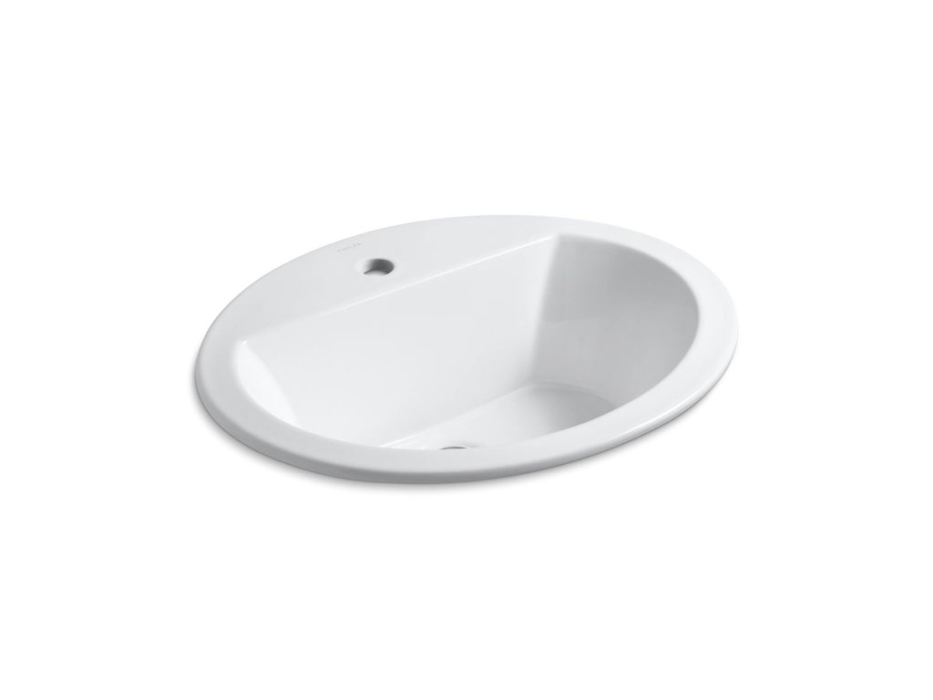 KOHLER K-2699-1-0 Bryant 20-1/4" Oval Drop-In Bathroom Sink - White